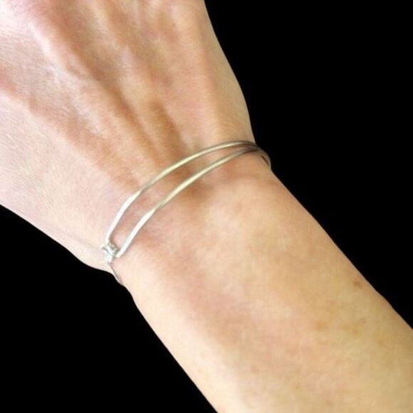 Jewelry - Sterling Silver Minimalist Knot Bracelet – 925 Snake & Cable Chain – Adjustable